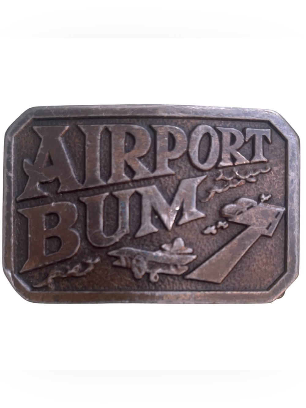 Vintage Belt Buckle “Airport Bum" 2 Inch